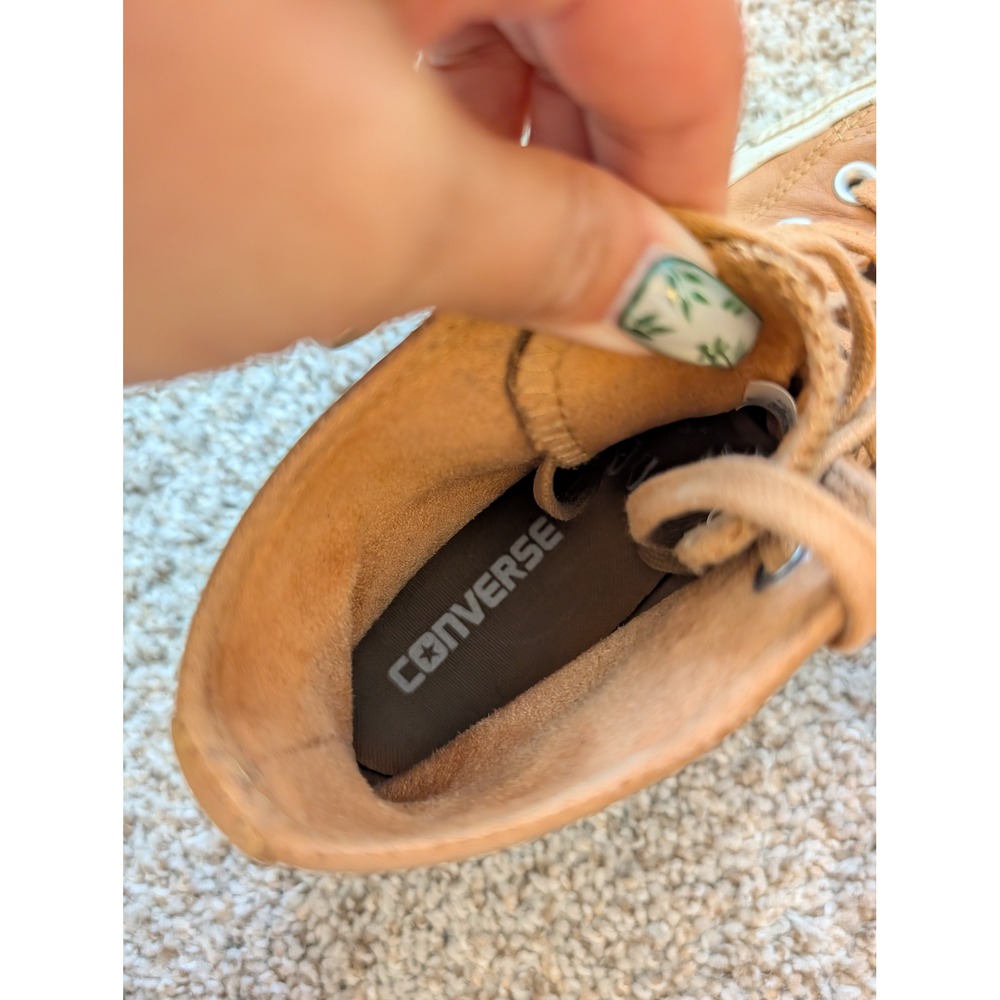 Converse Chuck Taylor All Star Tan Leather High Top Sneakers Mens 6 Women 8 - Picture 5 of 6